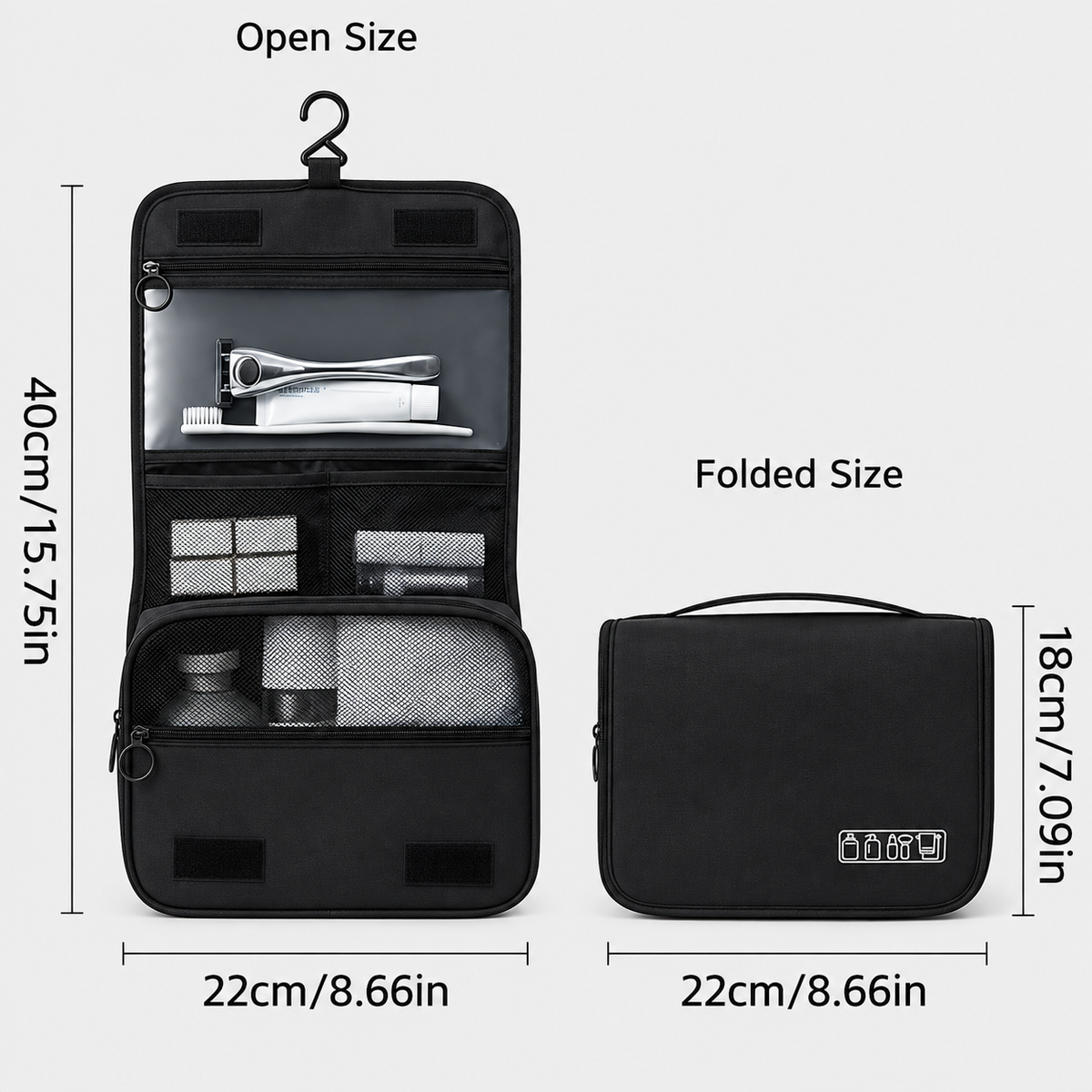 Dimensiuni - Rucsac de voiaj cu compresie prin vacuum, extensibil, de 40L, cu compartiment pentru laptop