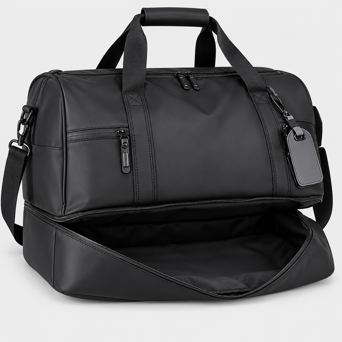Large Capacity Travel Duffle Bag with Shoe Compartment & Luggage Strap