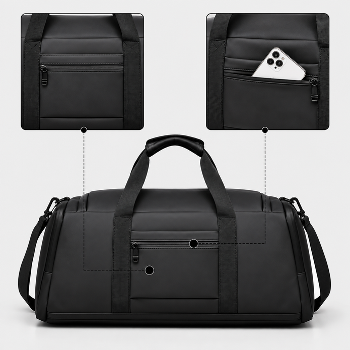 Large Capacity Waterproof Travel Duffle Bag with Shoe Compartment & Dry-Wet Pocket