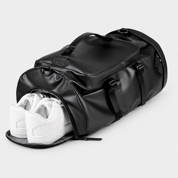 Rucsac de voiaj tip geantă sport, omologat pentru bagajul de mână, cu compartiment pentru pantofi
