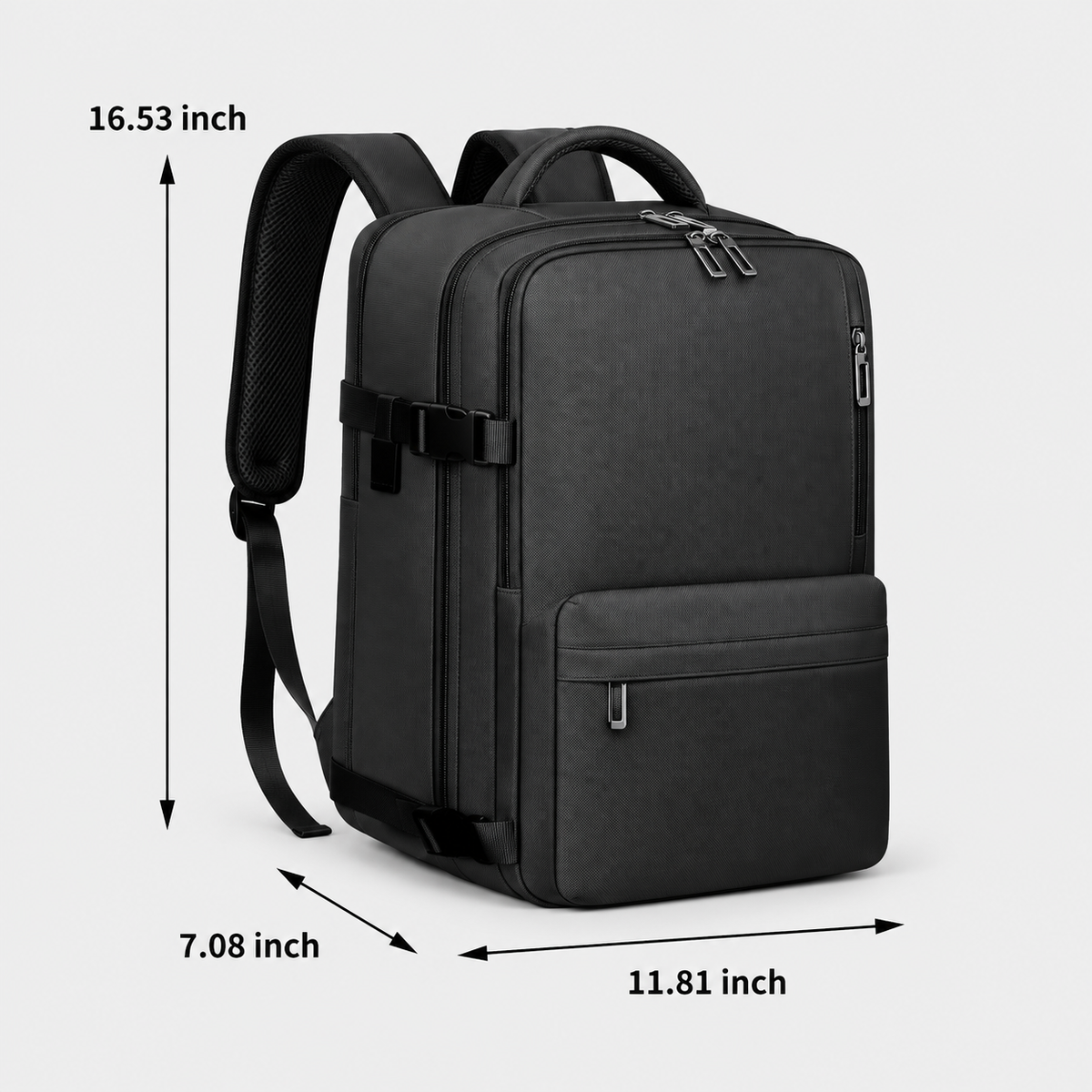Dimensioni - Zaino da viaggio approvato per il volo da 15,6 pollici con porta di ricarica USB