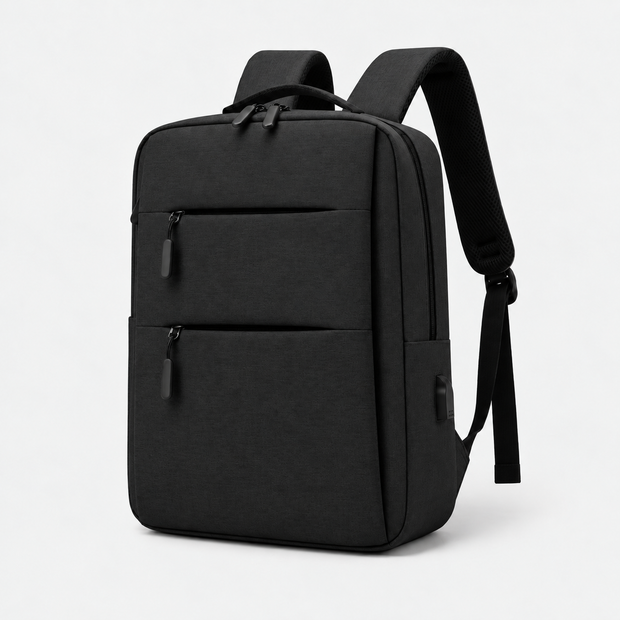 Double Zipper Business Travel Backpack with USB Port