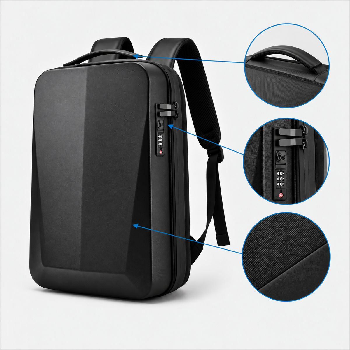 Hard Shell Anti-Theft Expandable Laptop Backpack 17 Inch Waterproof Commuter Bag