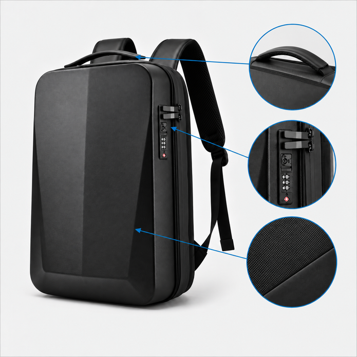 Hard Shell Anti-Theft Expandable Laptop Backpack 17 Inch Waterproof Commuter Bag