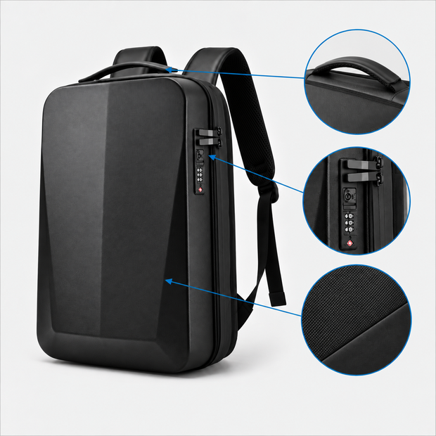 Hard Shell Anti-Theft Expandable Laptop Backpack 17 Inch Waterproof Commuter Bag