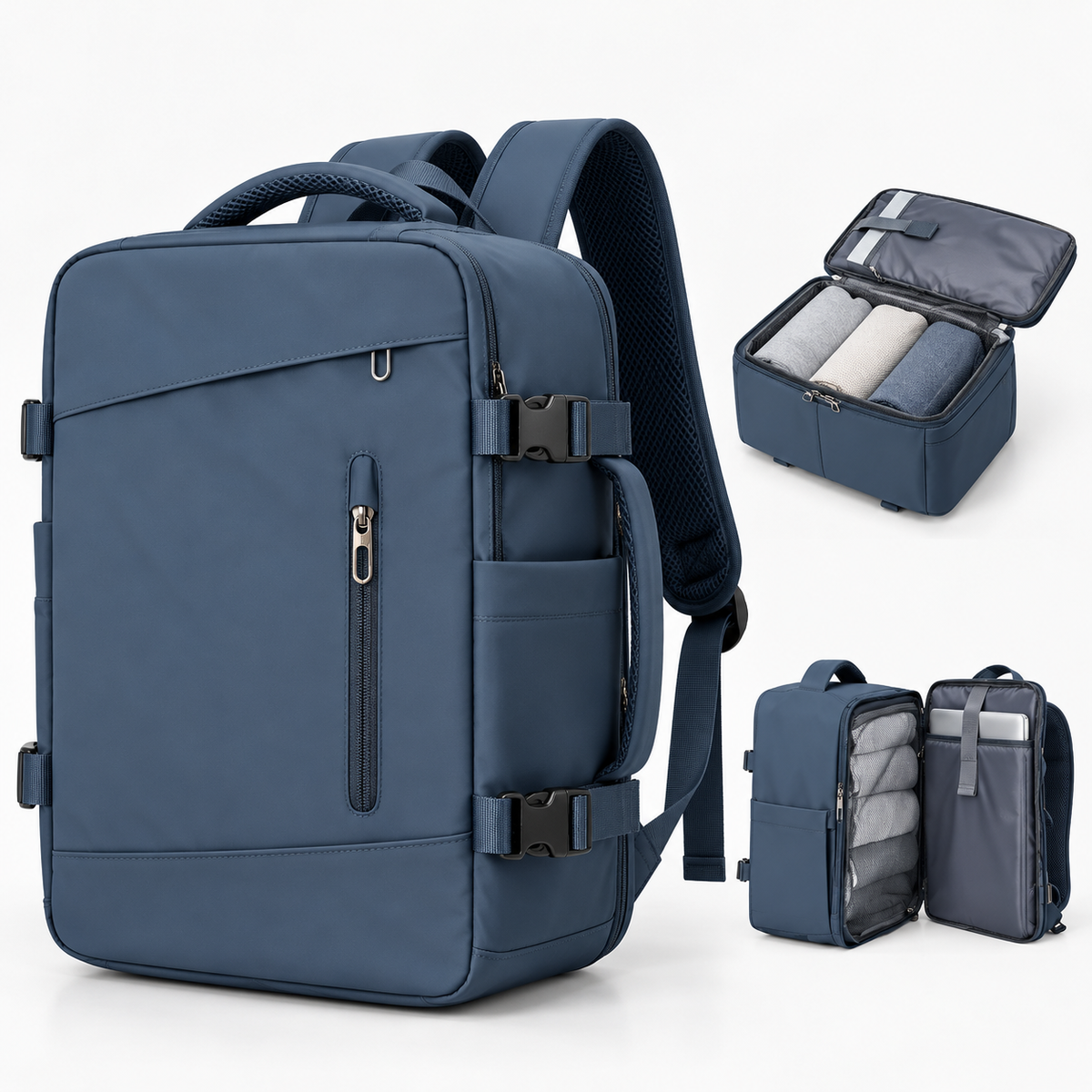 Rucsac de voiaj cu compresie prin vacuum, extensibil, de 40L, cu compartiment pentru laptop