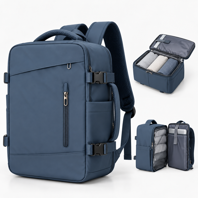 Rucsac de voiaj cu compresie prin vacuum, extensibil, de 40L, cu compartiment pentru laptop