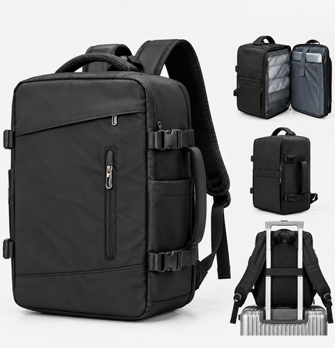 Rucsac de voiaj cu compresie prin vacuum, extensibil, de 40L, cu compartiment pentru laptop
