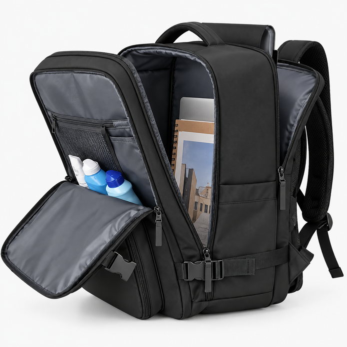 Rucsac de voiaj cu compresie prin vacuum, extensibil, de 40L, cu compartiment pentru laptop