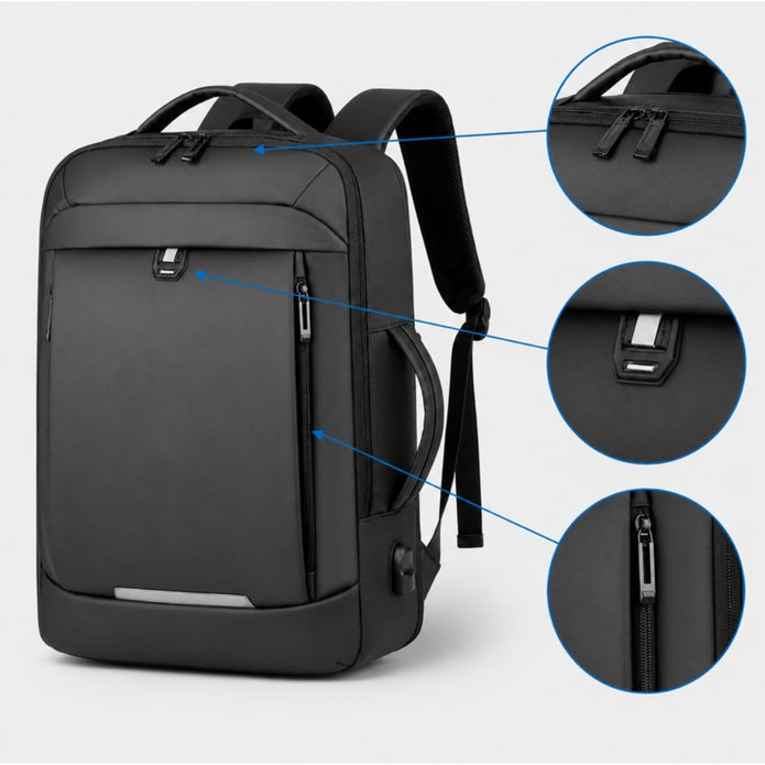 17 Inch Business Laptop Backpack - Waterproof with USB Charging