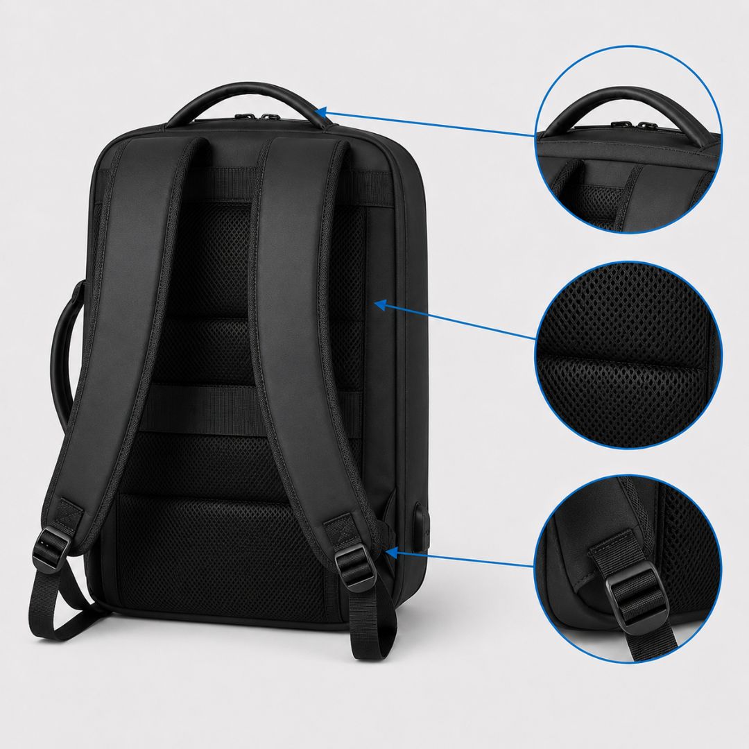 17 Inch Business Laptop Backpack - Waterproof with USB Charging