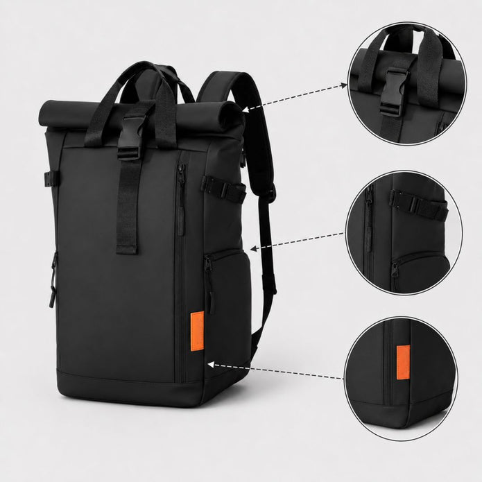Expandable Roll-Top Travel Backpack with 15.6 Inch Laptop Compartment