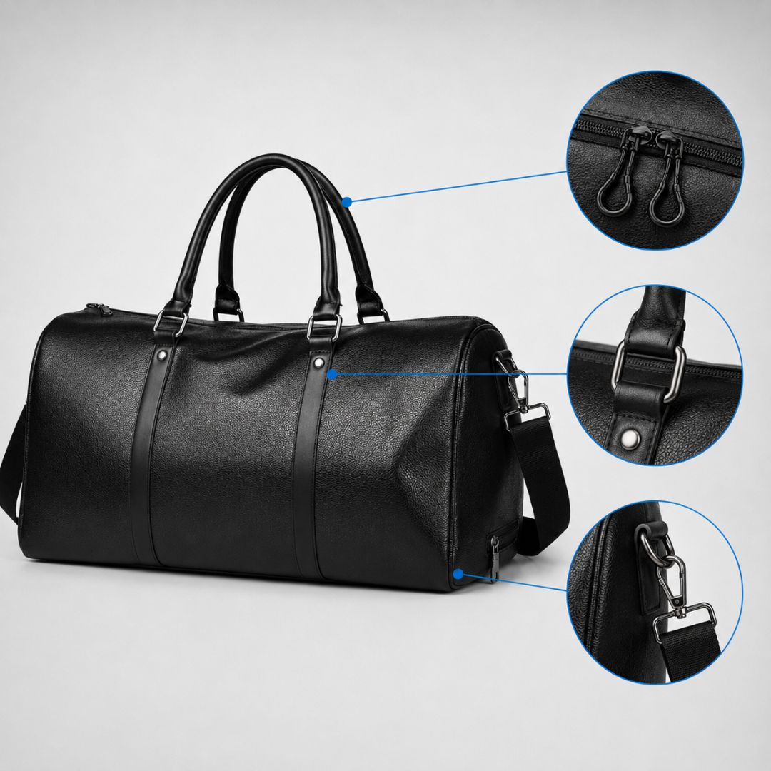 PU Leather Travel Duffel Bag - Versatile Weekender