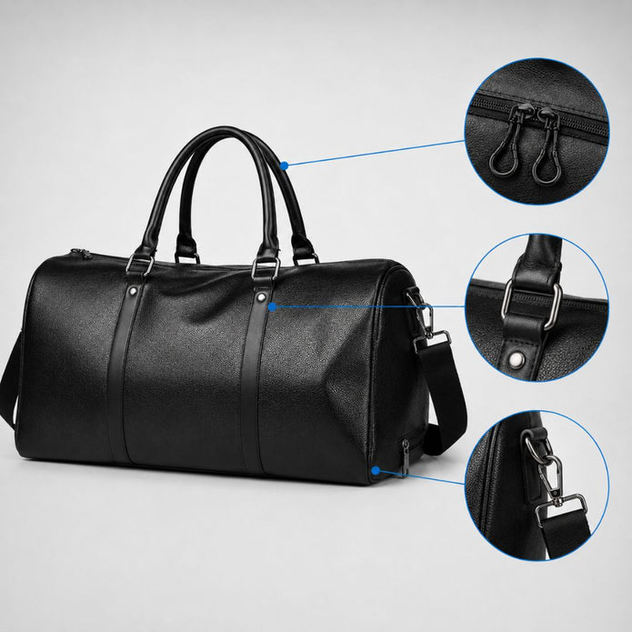 PU Leather Travel Duffel Bag - Versatile Weekender