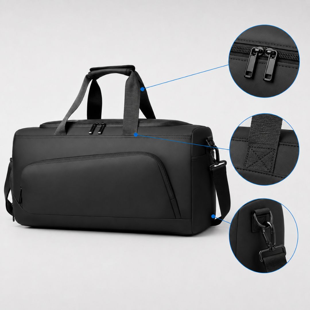Sports Gym Bag - Large Capacity Duffel Bag with Shoe Storage
