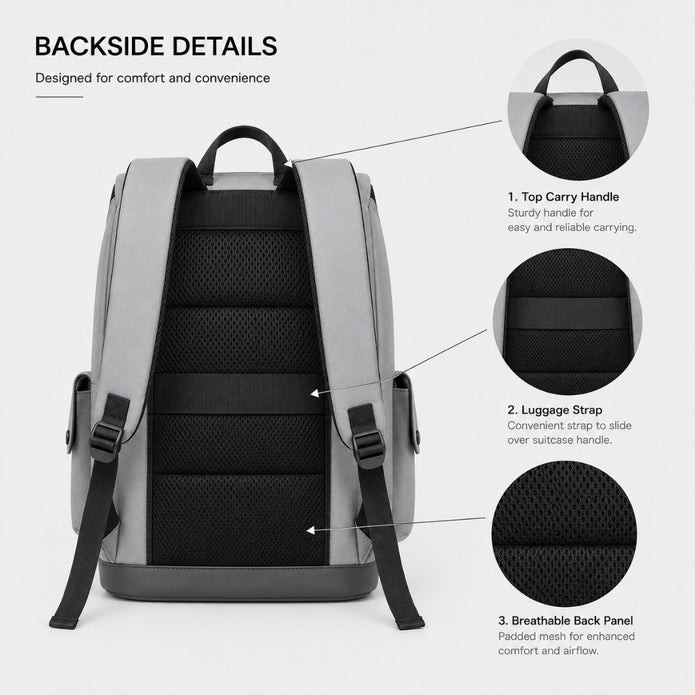Business Laptop Backpack 14 Inch - Water-Repellent with USB Charging Port