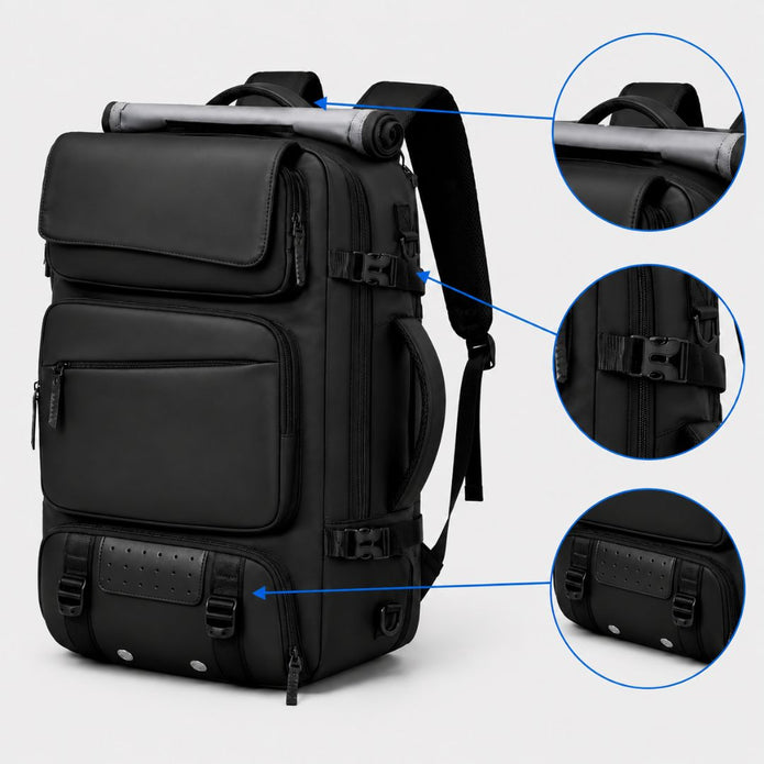 Large Capacity Travel Backpack with Shoe Compartment - 17.3 Inch Laptop Carry-On