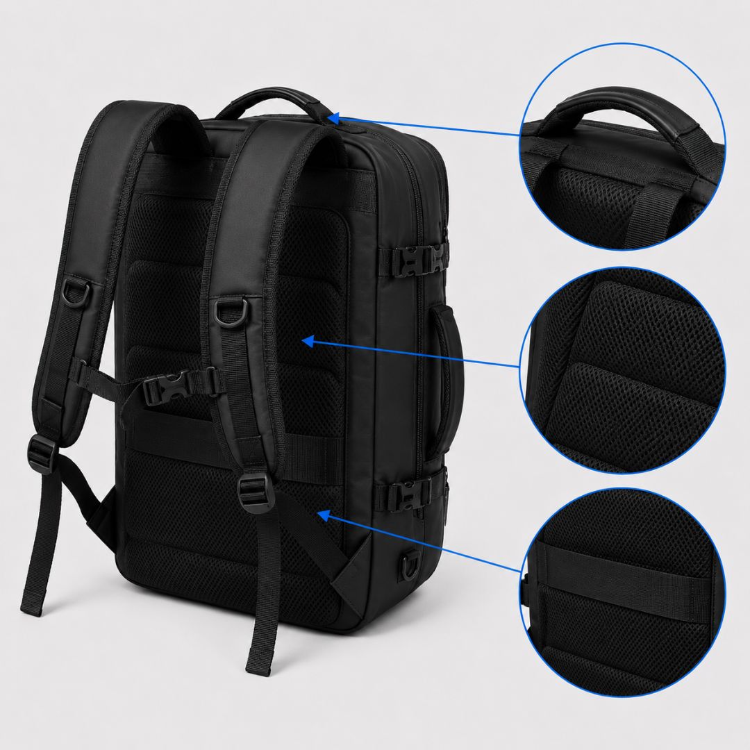 Large Capacity Travel Backpack with Shoe Compartment - 17.3 Inch Laptop Carry-On