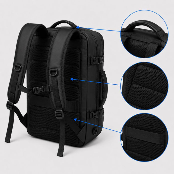 Large Capacity Travel Backpack with Shoe Compartment - 17.3 Inch Laptop Carry-On