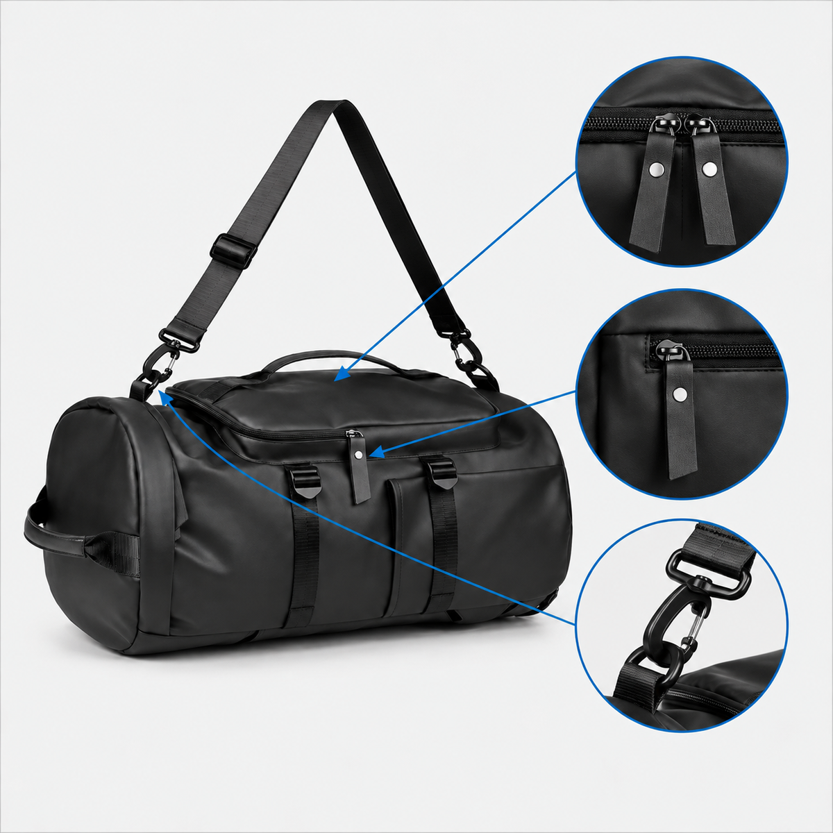 Rucsac de voiaj tip geantă sport, omologat pentru bagajul de mână, cu compartiment pentru pantofi