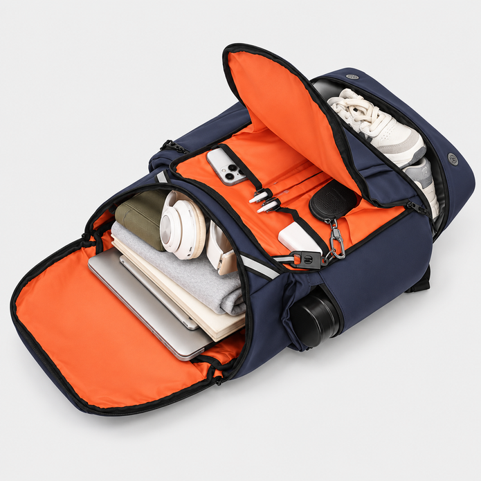 45L Large Capacity Travel Backpack with Shoe Compartment & USB Port