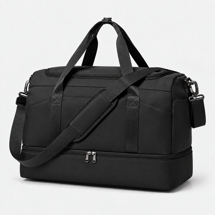 Multifunctional 43L Travel Duffel Bag with Trolley Sleeve, Shoe Pocket & Dry Wet Separation