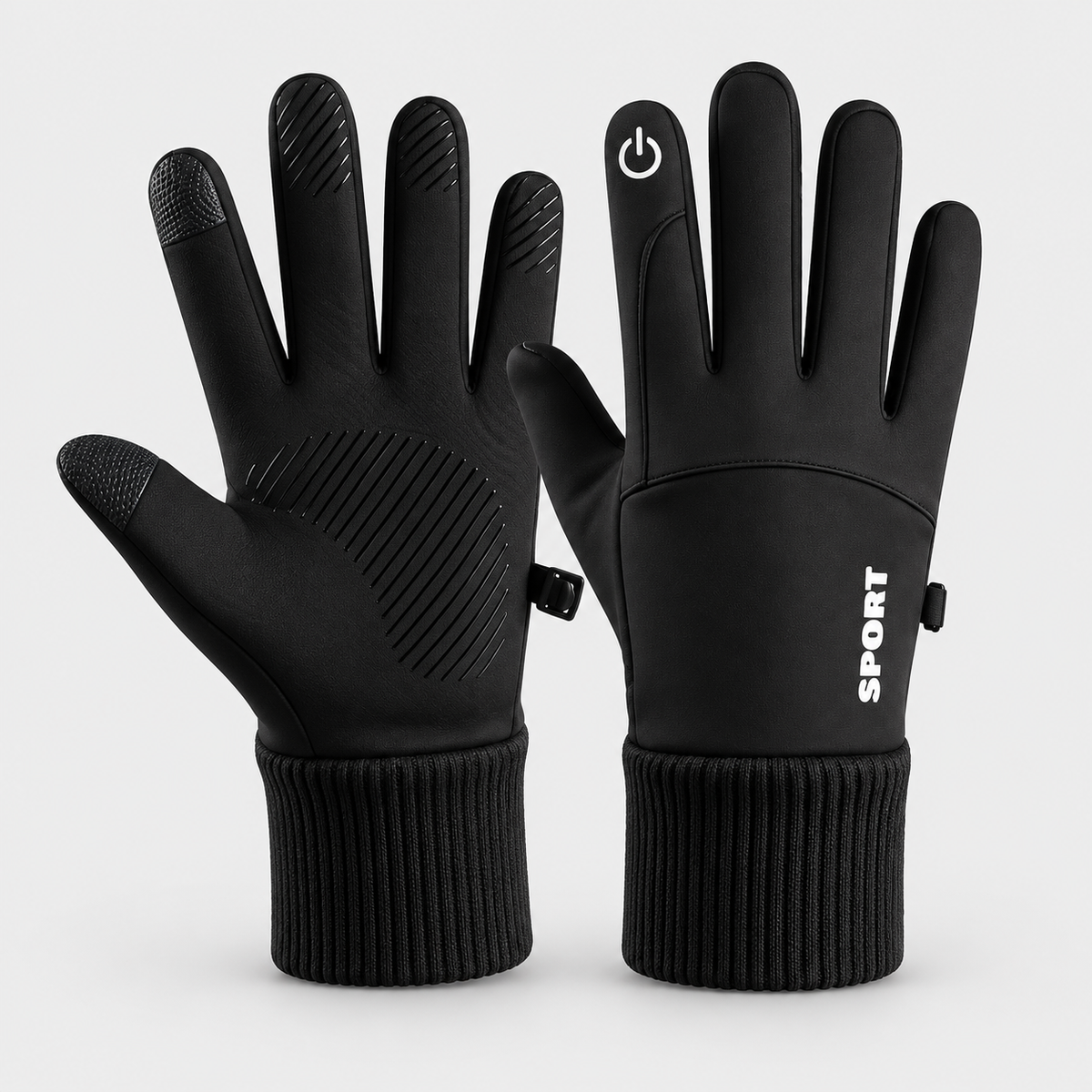 Cold-Weather Thermal Sports Gloves – Non-Slip Touchscreen Gloves with Ribbed Wrist Guard