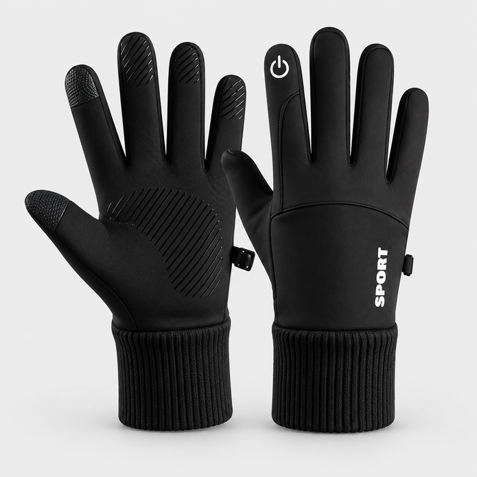 Cold-Weather Thermal Sports Gloves – Non-Slip Touchscreen Gloves with Ribbed Wrist Guard