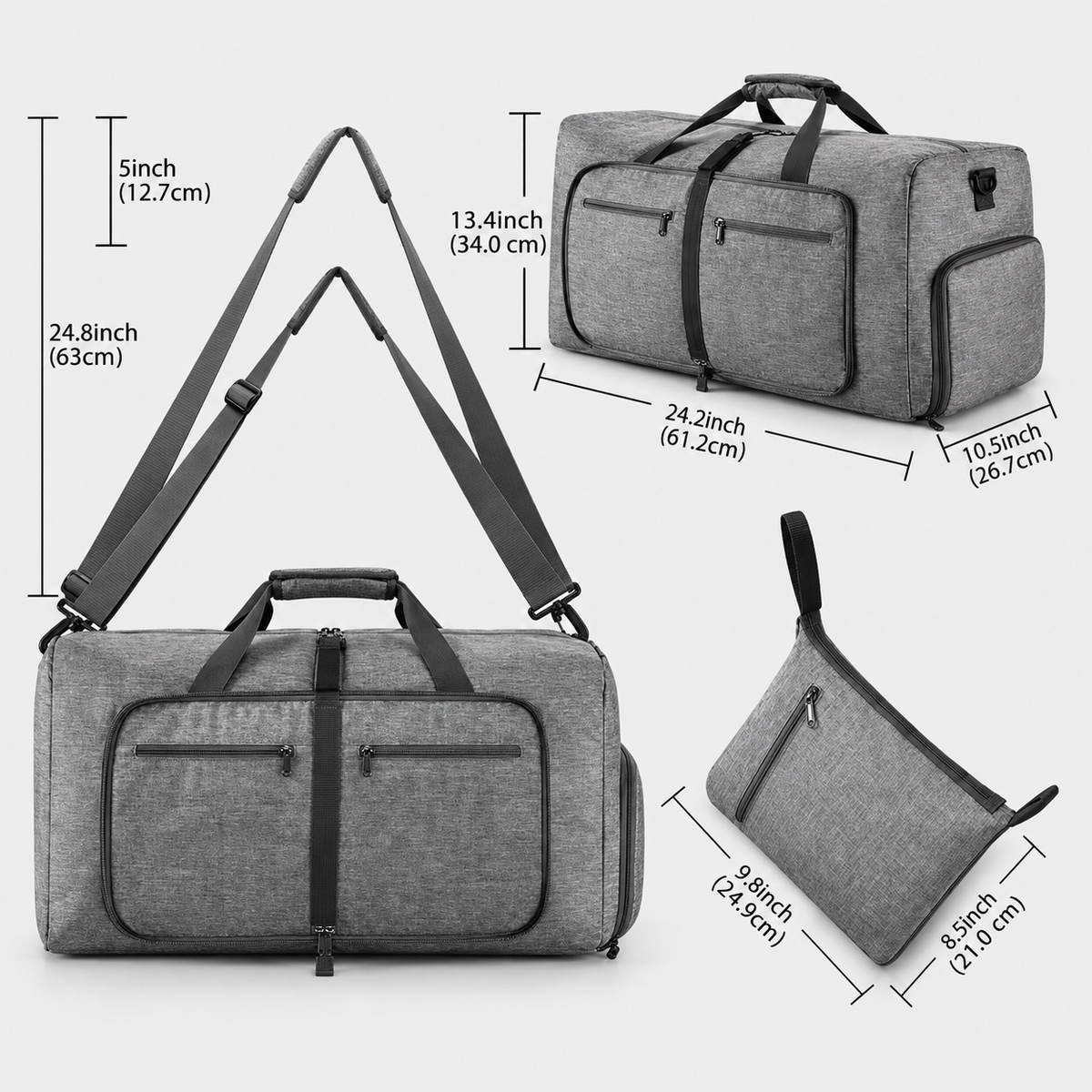 Dimensiuni - Rucsac de voiaj extensibil, aprobat pentru avion, cu pompă manuală