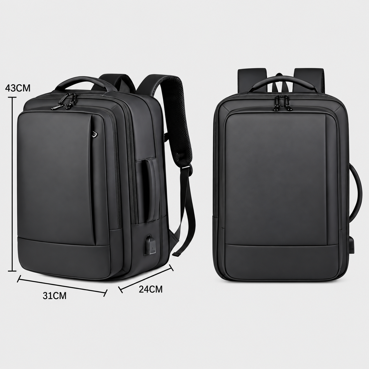 Dimensiuni - Rucsac de voiaj cu compresie prin vacuum, extensibil, de 40L, cu compartiment pentru laptop