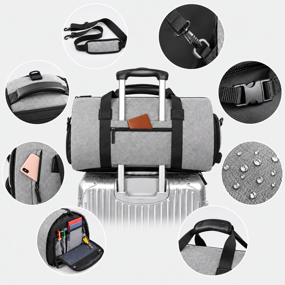 Borsa porta-abiti da viaggio convertibile da 36L con tracolla