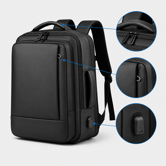 Rucsac de voiaj cu compresie prin vacuum, extensibil, de 40L, cu compartiment pentru laptop