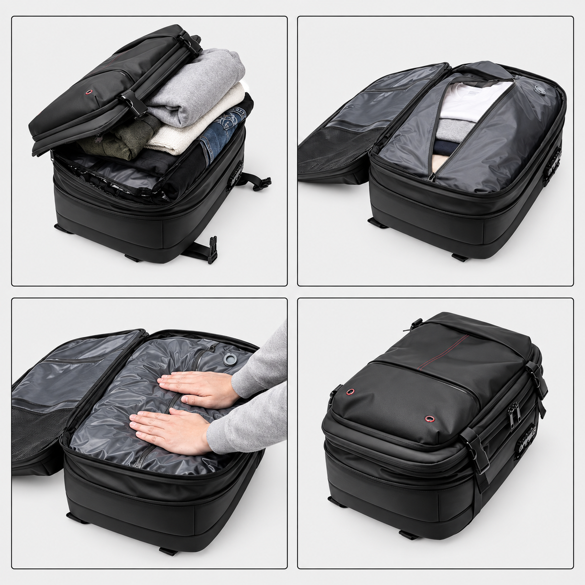 Rucsac de călătorie compresibil, cu pompă electrică, 60L, extensibil