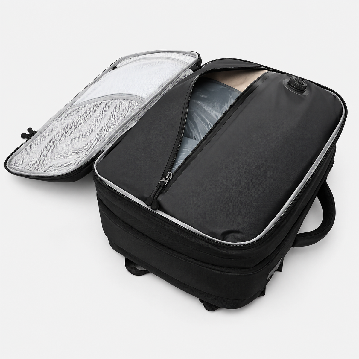 Rucsac de voiaj extensibil cu compresie prin vid de 60L, cu pompă de aer electrică și încuietoare TSA