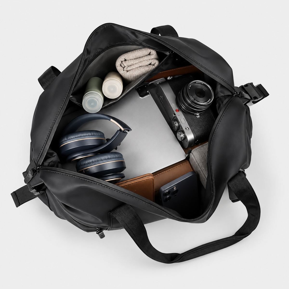 Large Capacity Travel Duffle Bag with Shoe Compartment & Luggage Strap