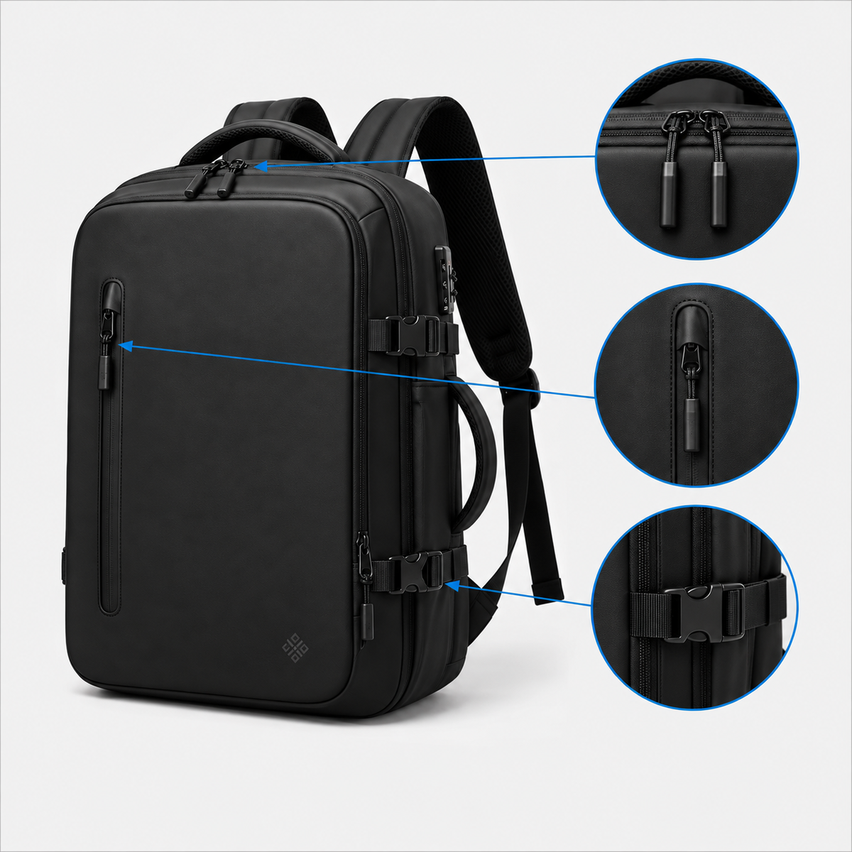 15.6-Inch Laptop Vacuum Compression Travel Backpack - Convertible Carry-On Bag