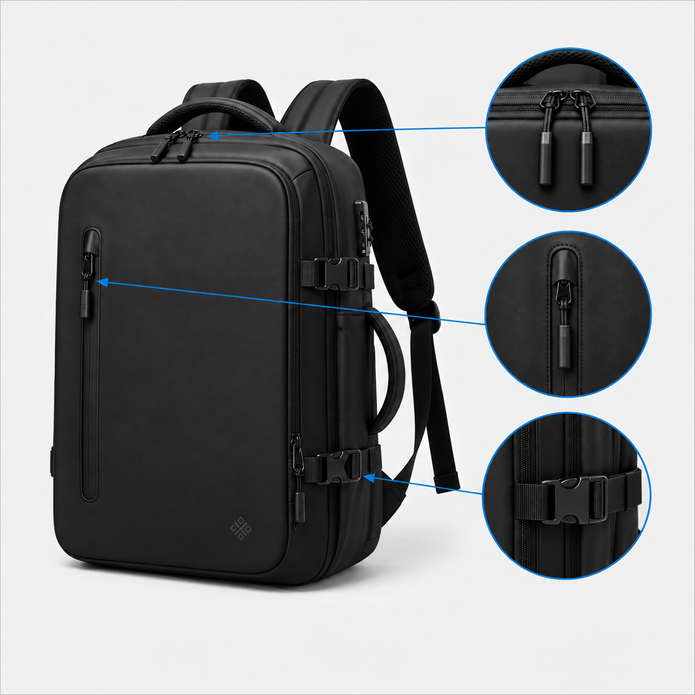 15.6-Inch Laptop Vacuum Compression Travel Backpack - Convertible Carry-On Bag