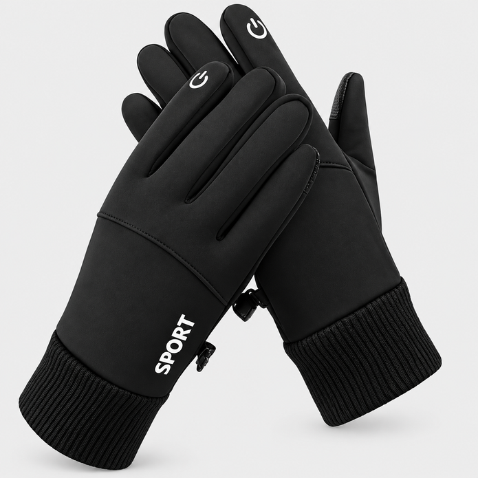 Cold-Weather Thermal Sports Gloves – Non-Slip Touchscreen Gloves with Ribbed Wrist Guard
