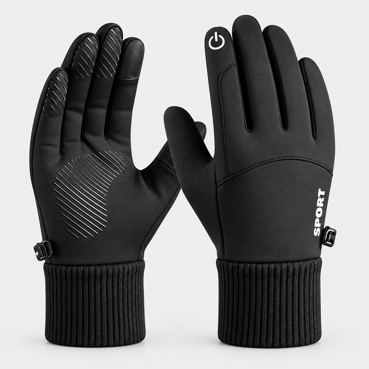 Cold-Weather Thermal Sports Gloves – Non-Slip Touchscreen Gloves with Ribbed Wrist Guard