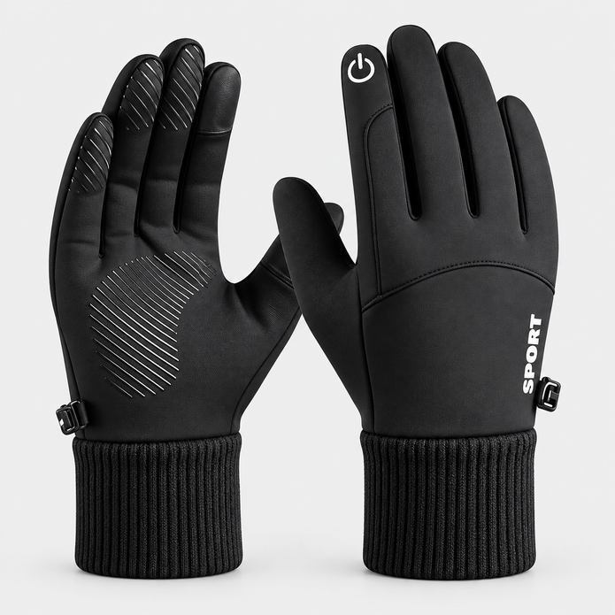 Cold-Weather Thermal Sports Gloves – Non-Slip Touchscreen Gloves with Ribbed Wrist Guard