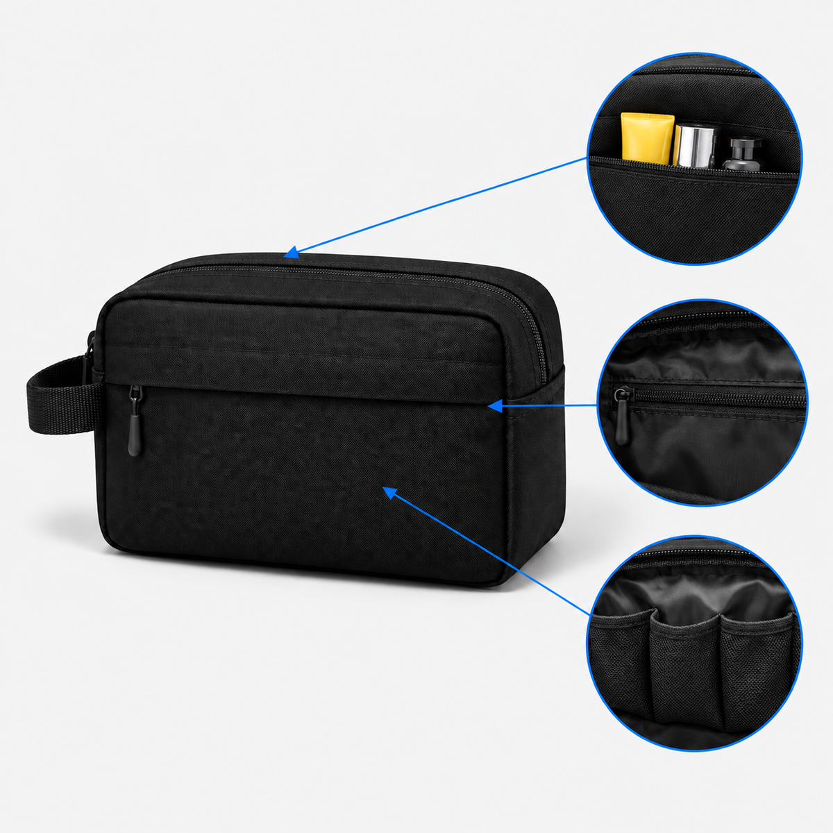 Compact Water-Resistant Toiletry Bag with Front Pocket