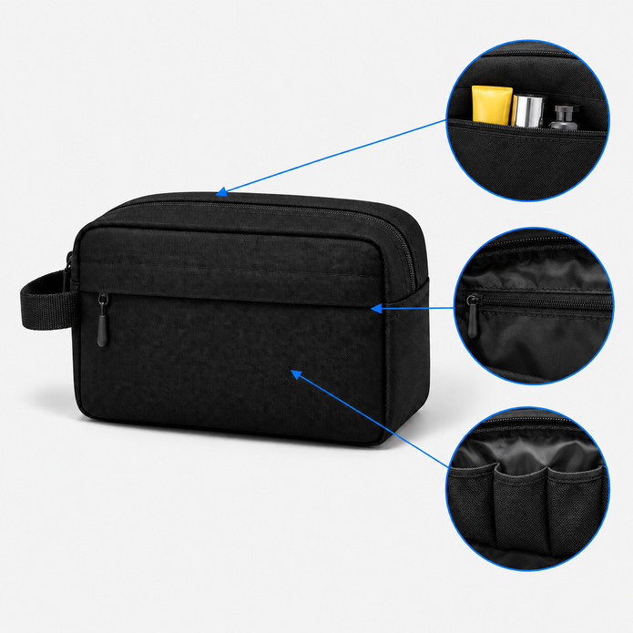 Compact Water-Resistant Toiletry Bag with Front Pocket