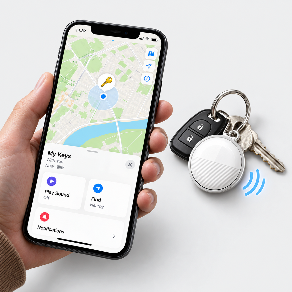MFi Certified Mini Smart Item Finder for iOS – Water Resistant Anti-Lost Bluetooth Tag