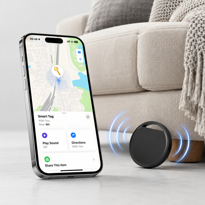 Mini Smart Tag Bluetooth Tracker for Keys, Wallet, Luggage & Backpacks (iOS Compatible)