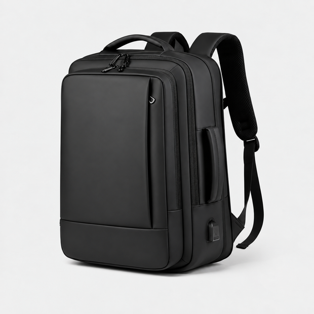 Expandable Men's Business Laptop Backpack with USB Charging Port & Multi-Layer Storage