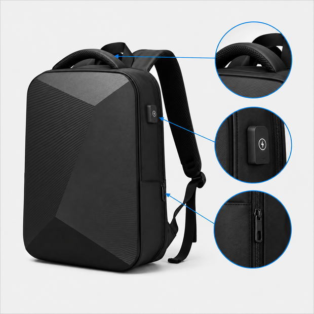 Hard Shell Expandable Laptop Backpack Anti-Theft Business Travel Bag with TSA Lock & USB Charging Port