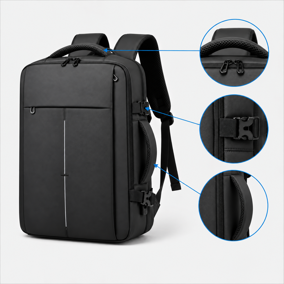 Rucsac de voiaj cu compresie prin vacuum, extensibil, de 40L, cu compartiment pentru laptop