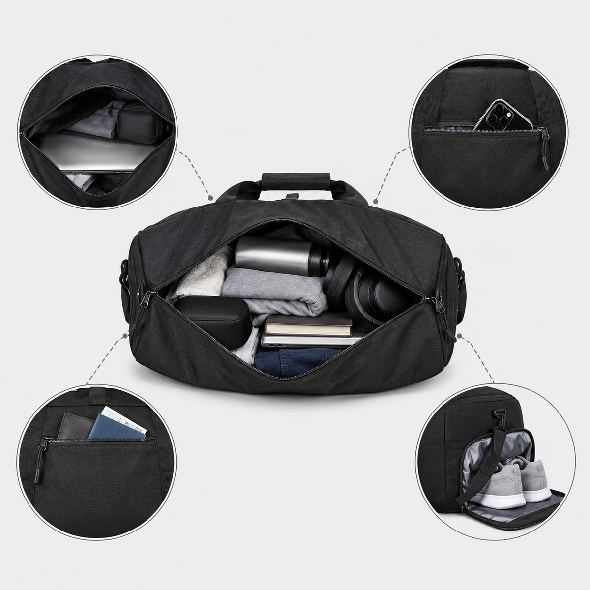 Rucsac de voiaj extensibil, aprobat pentru avion, cu pompă manuală